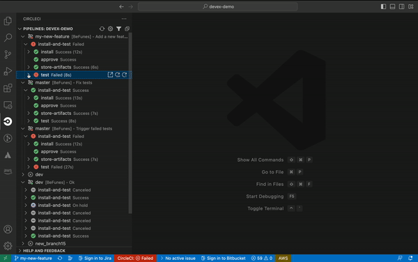Screenshot of side panel with job details