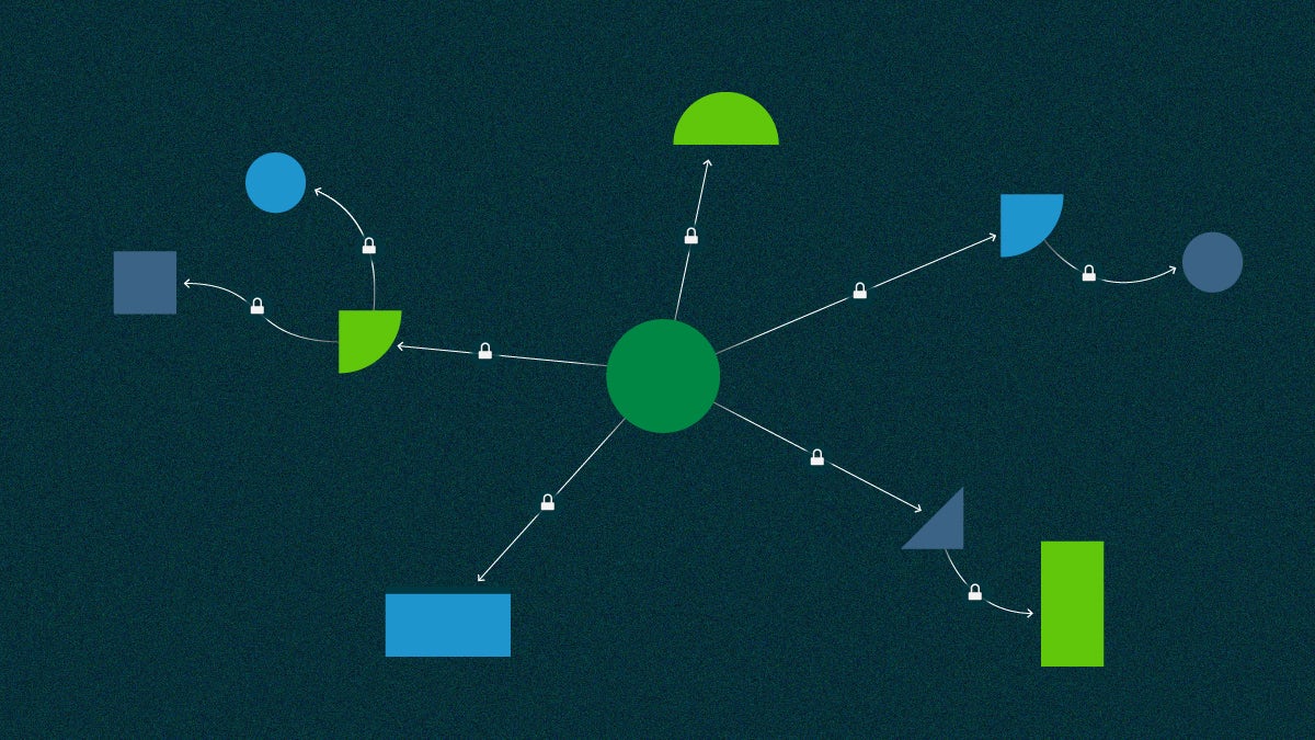 Components of different shapes share a system of connection points stretching out from a central component.