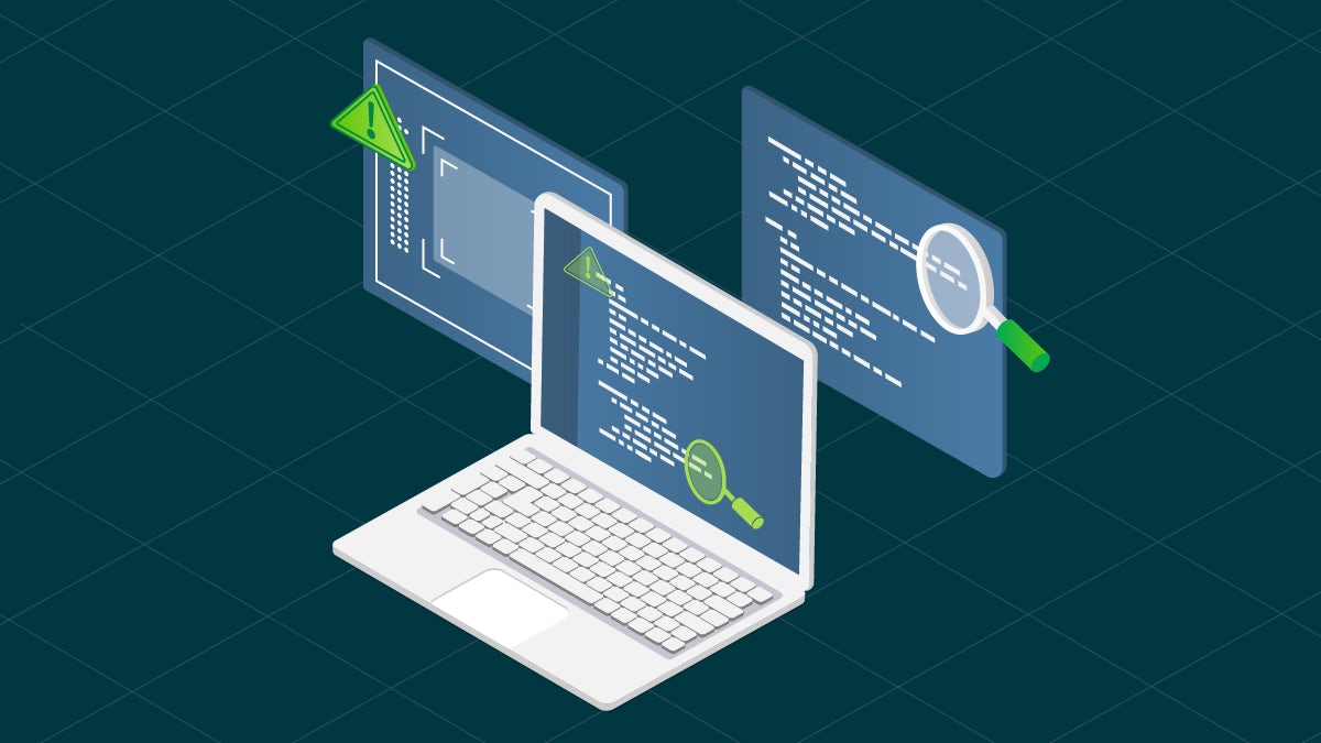 Two stylized screens and one laptop show the difference between open-box and closed-box testing.