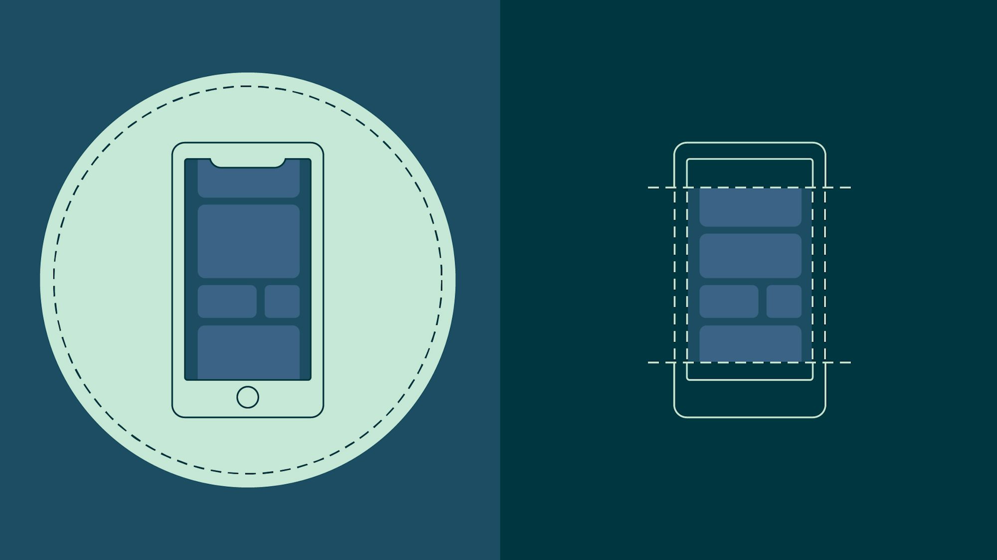 Two stylized mobile devices are presented side-by-side.