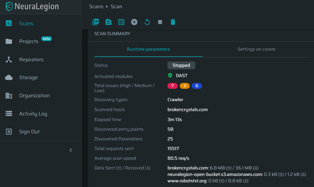 Scan summary
