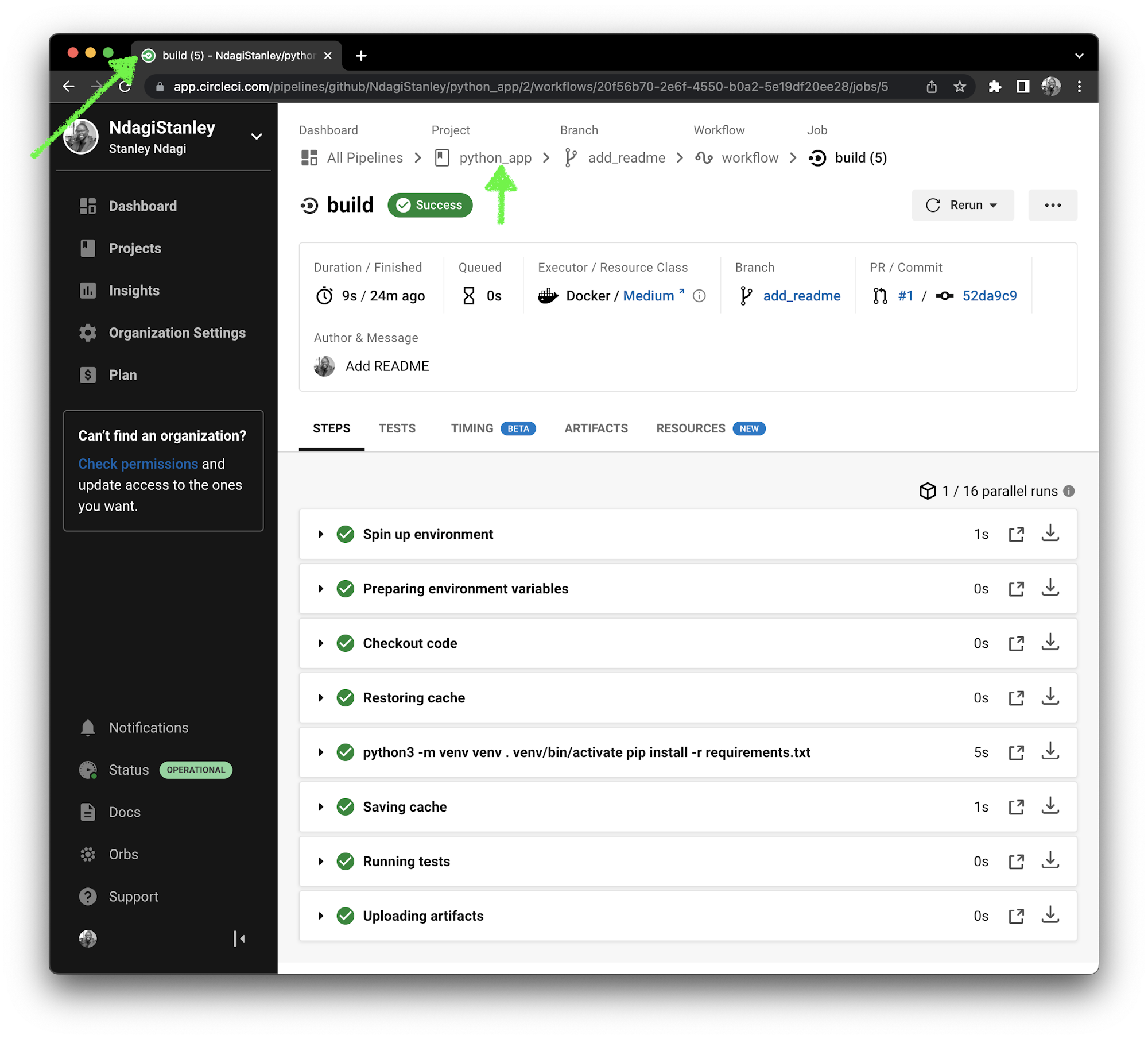 The build on CircleCI
