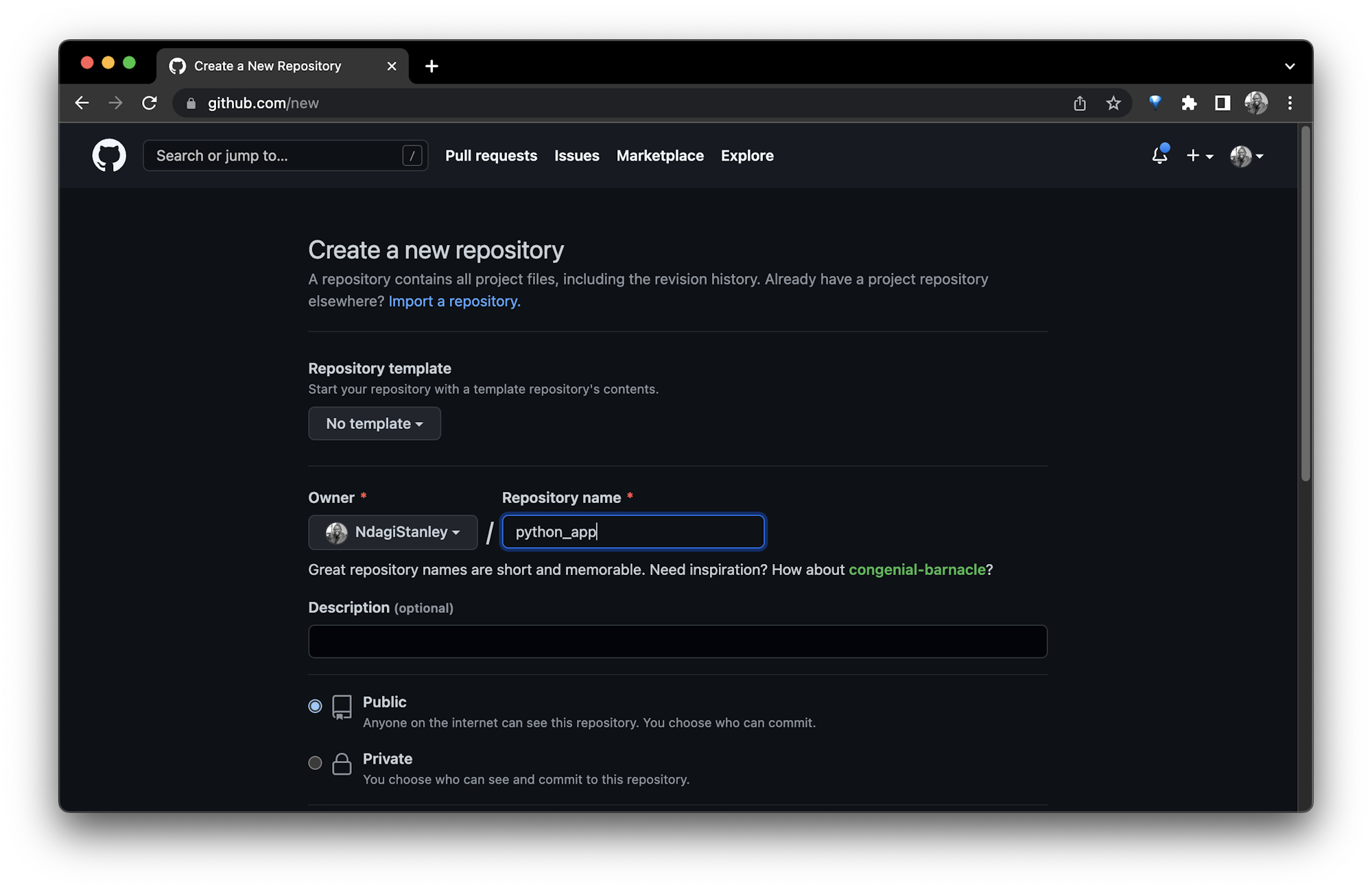GitHub create repo