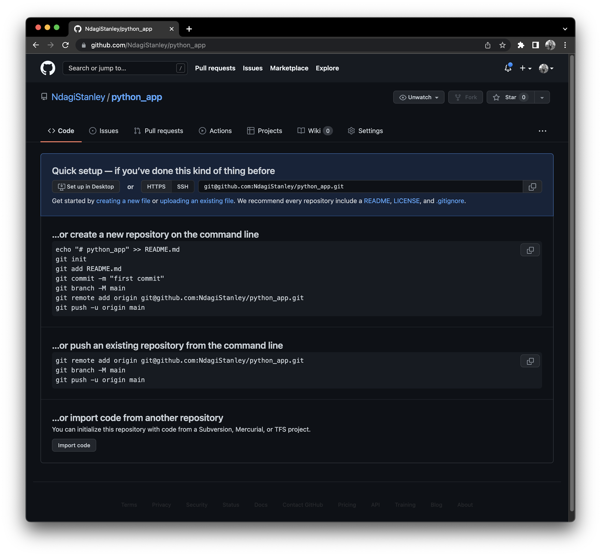 Newly created repo