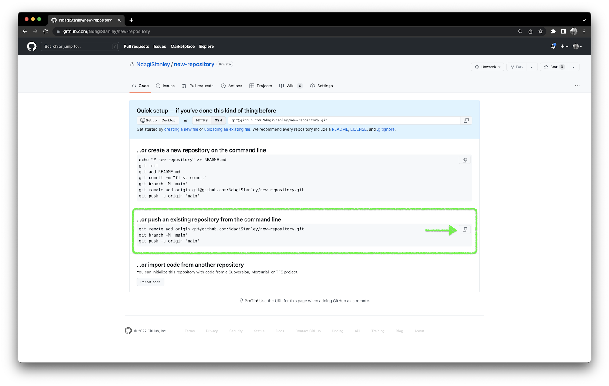 Push existing repo