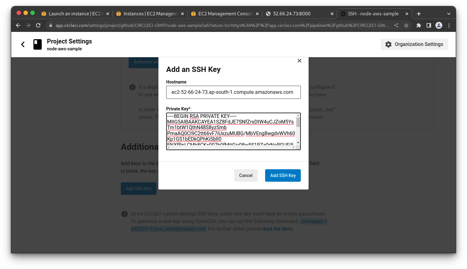 Add hostname and SSH Key