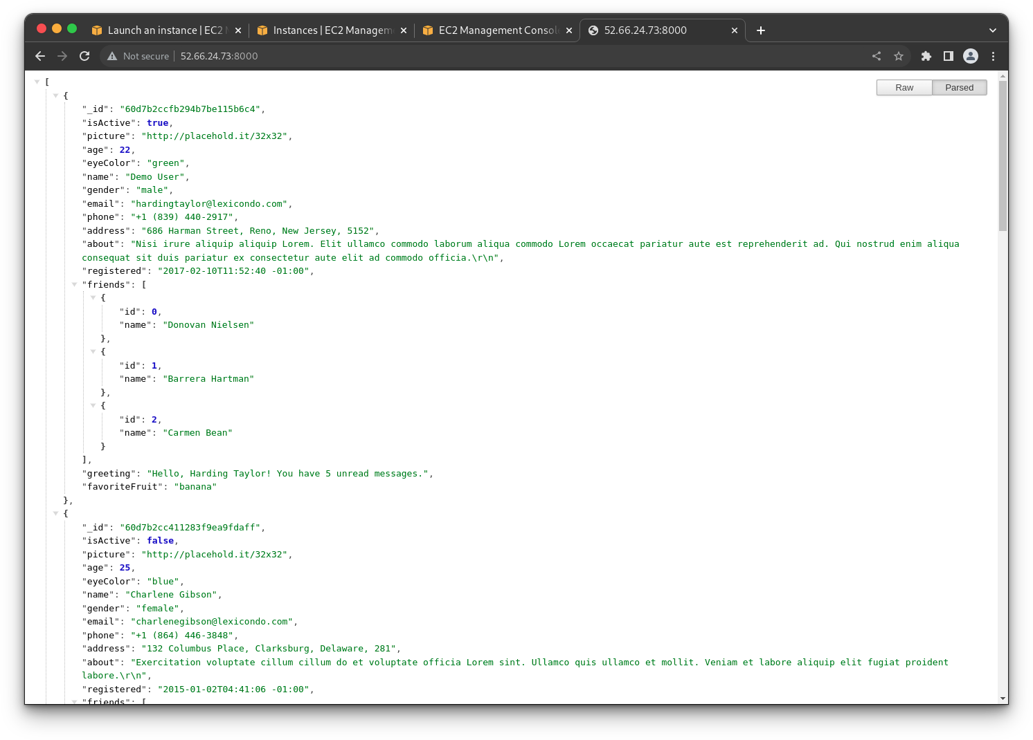 view application on AWS