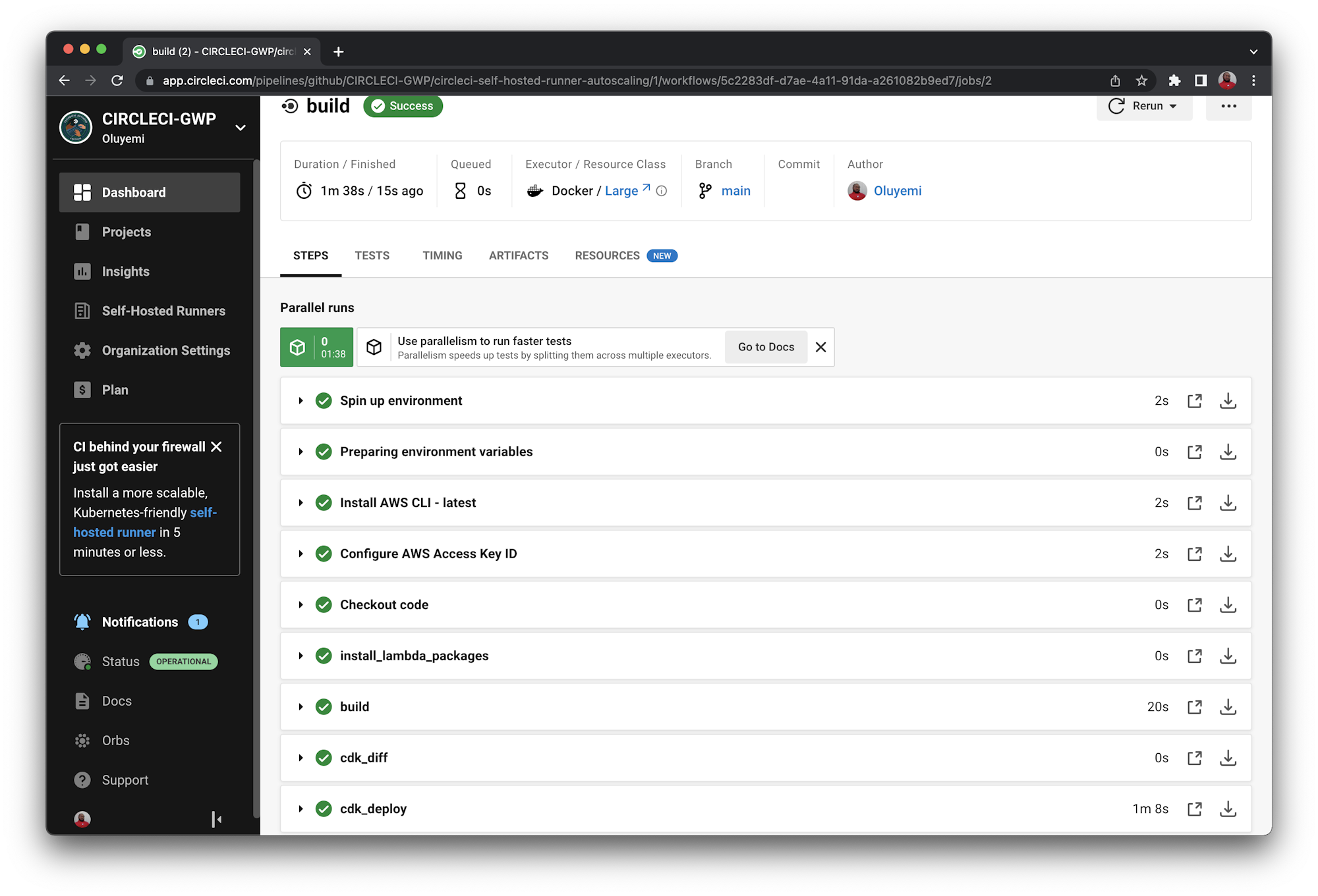 Circle CI pipeline builds successfully