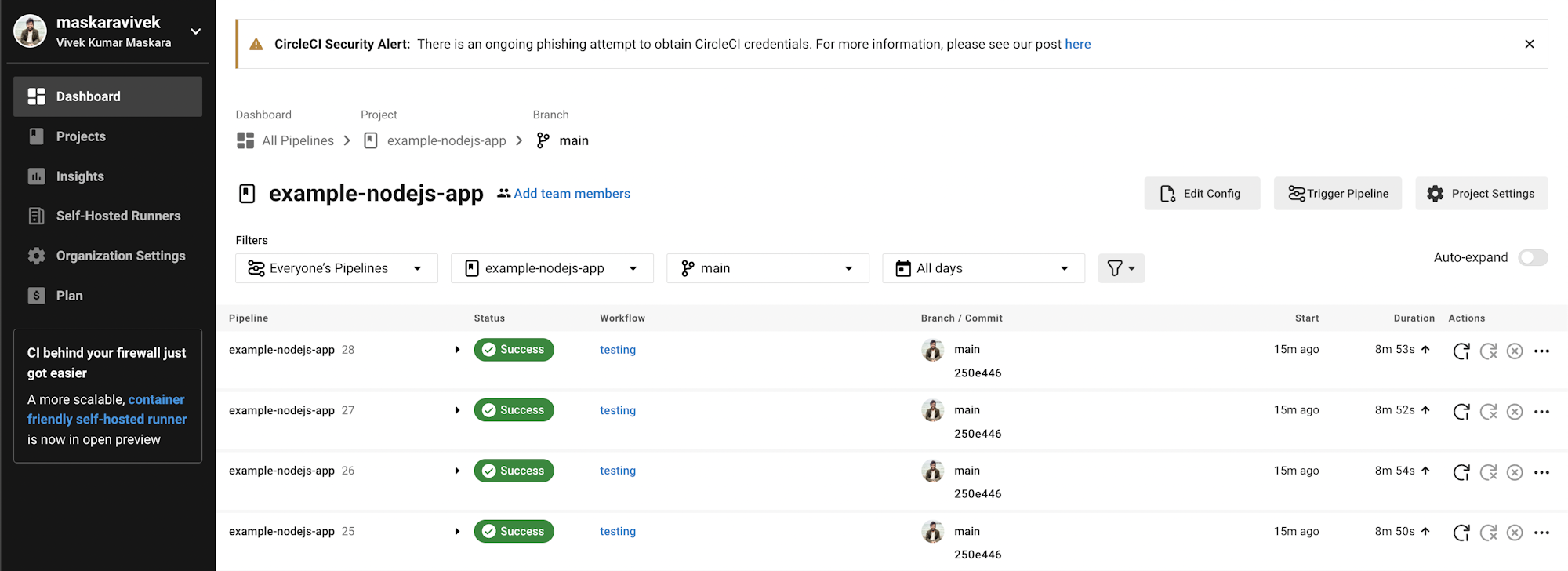 All NodeJS jobs completing successfully