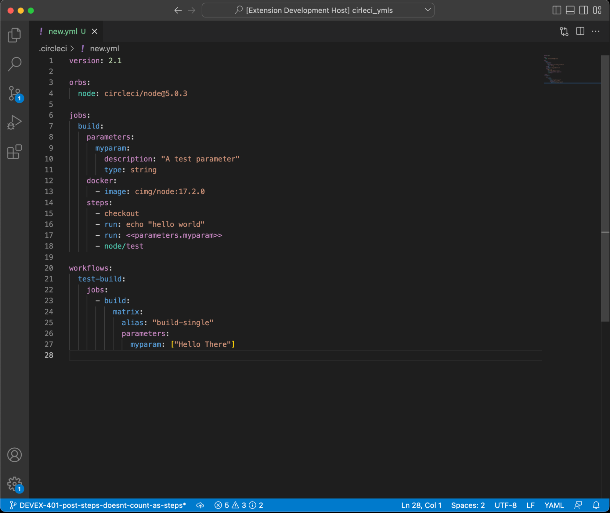 New yaml file