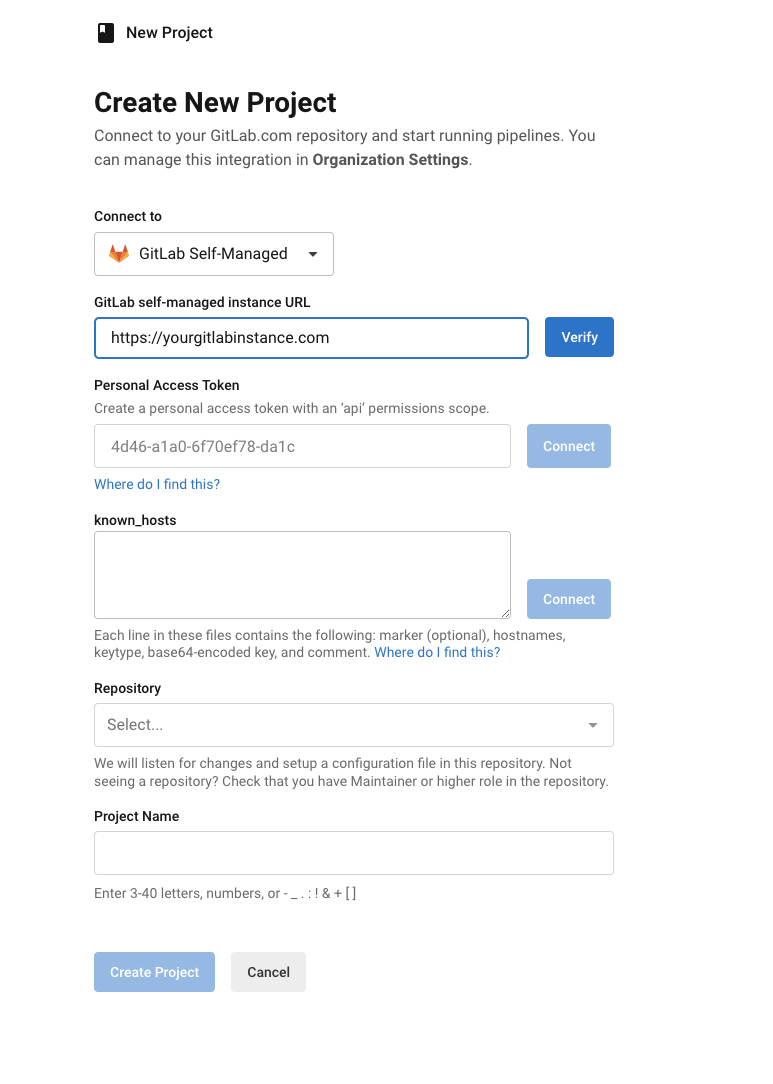 New self managed project