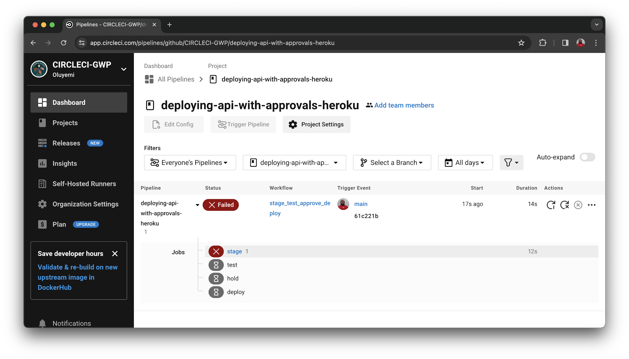 Build failed - CircleCI