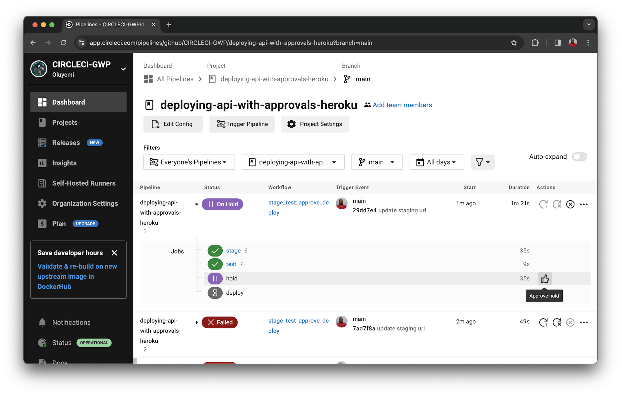 Workflow paused - CircleCI