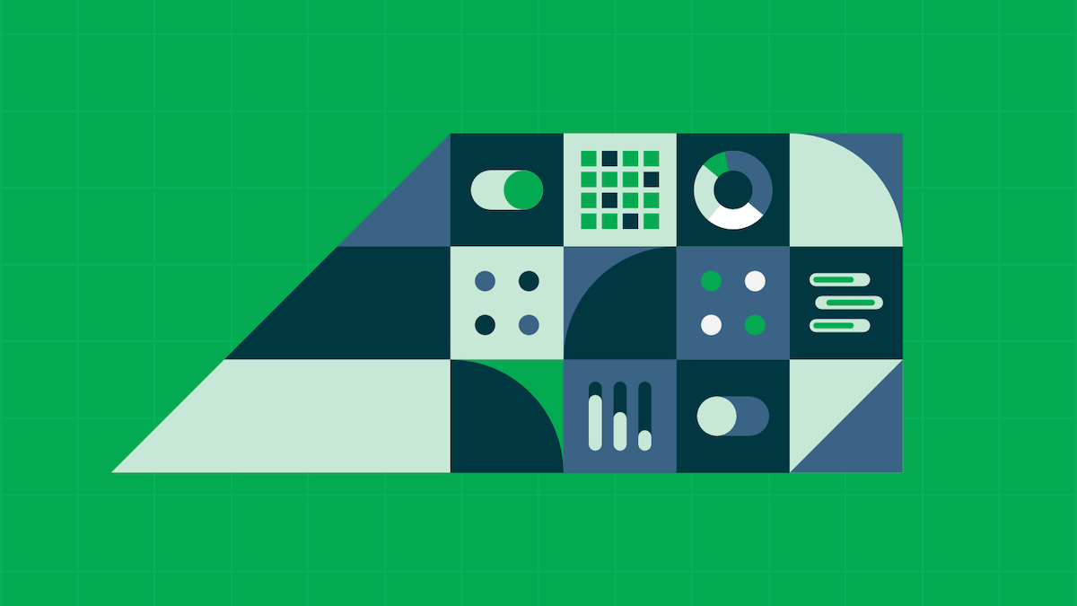 A pyramid supports a cube made up of stylized software elements.