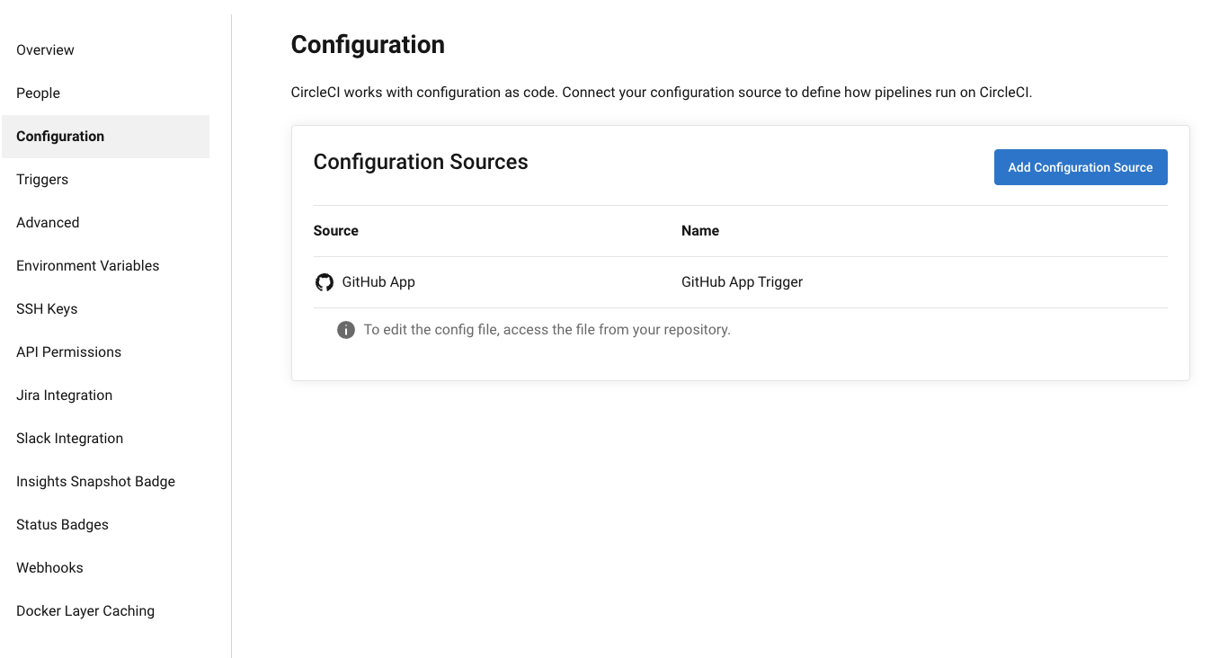 Trigger setup page