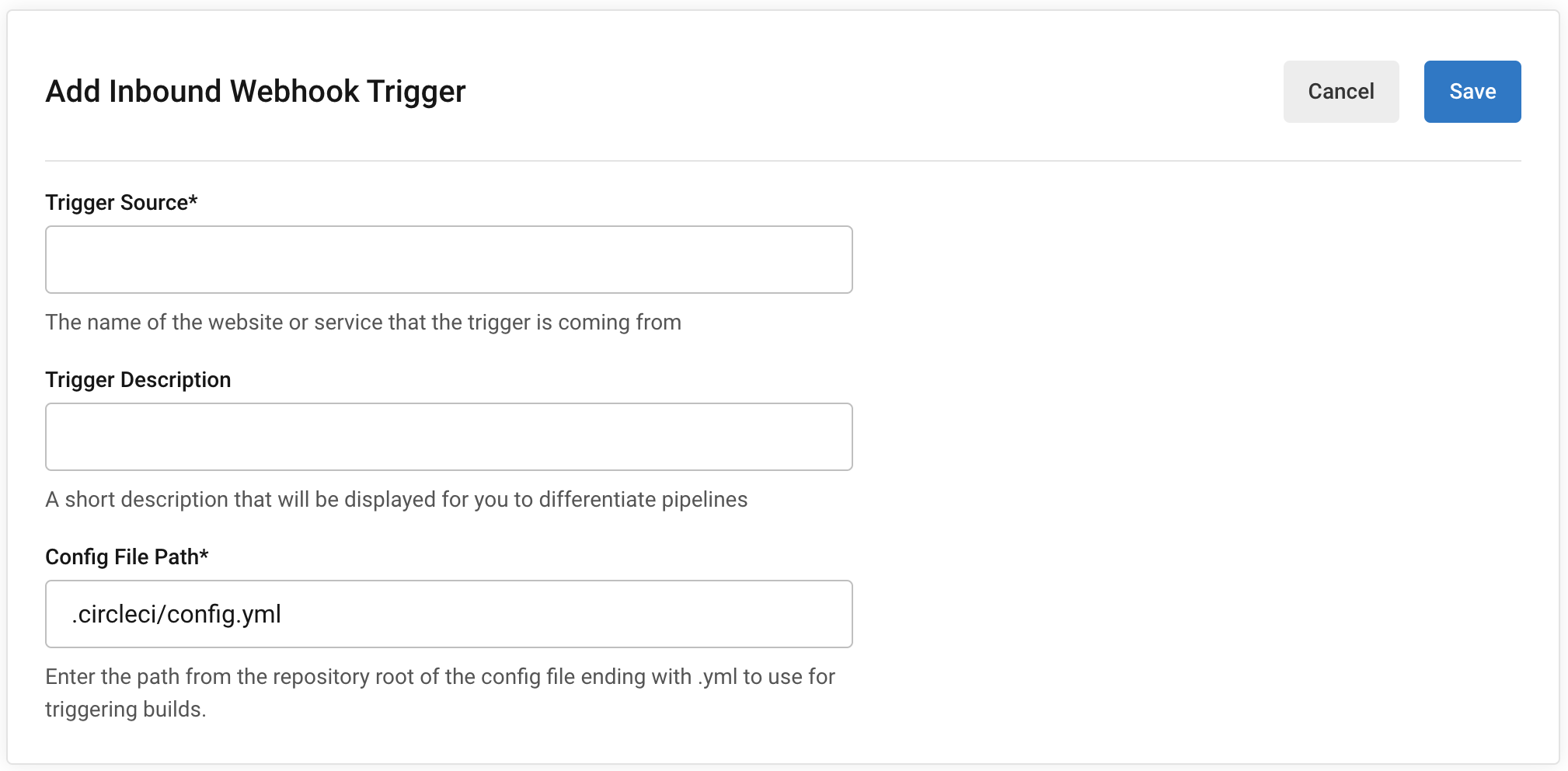 screenshot showing adding an inbound webhook trigger