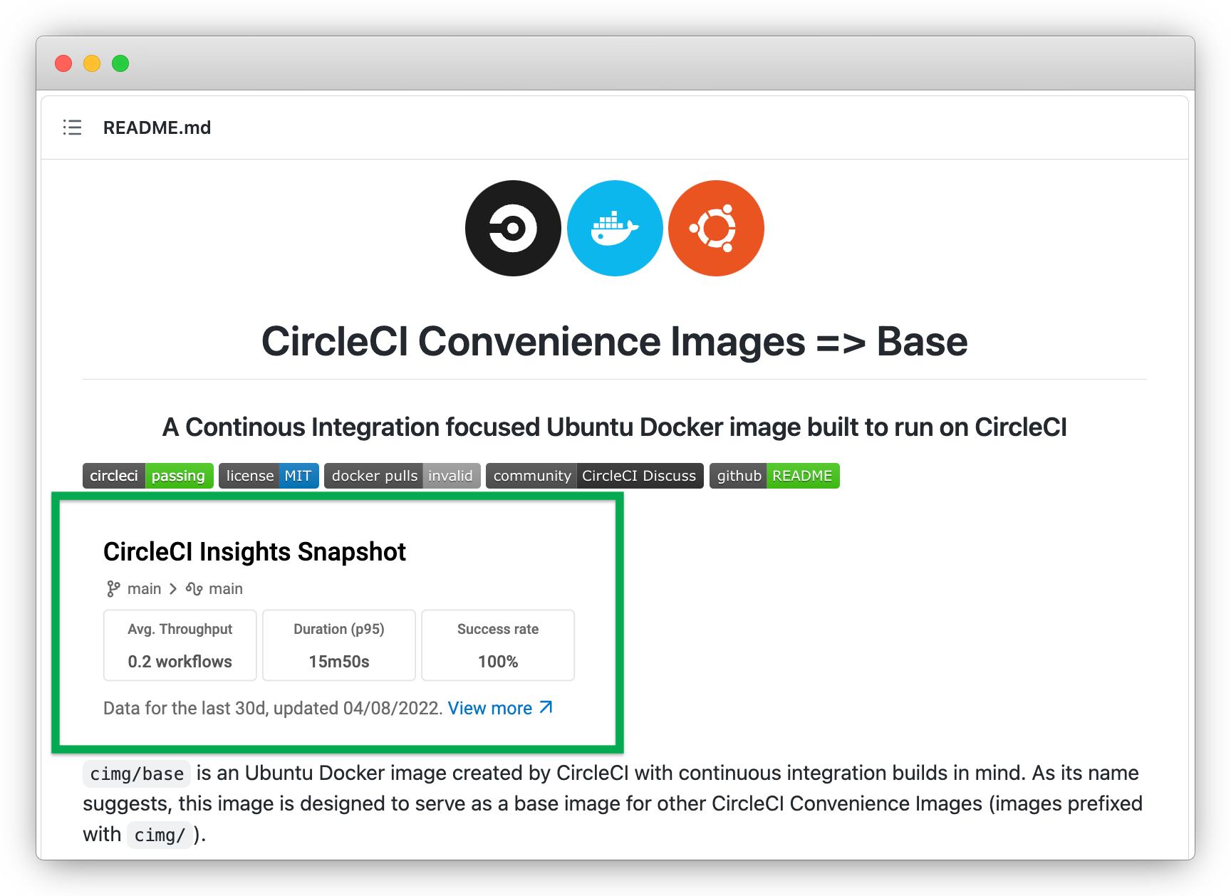 Insights snapshot badge embedded on README