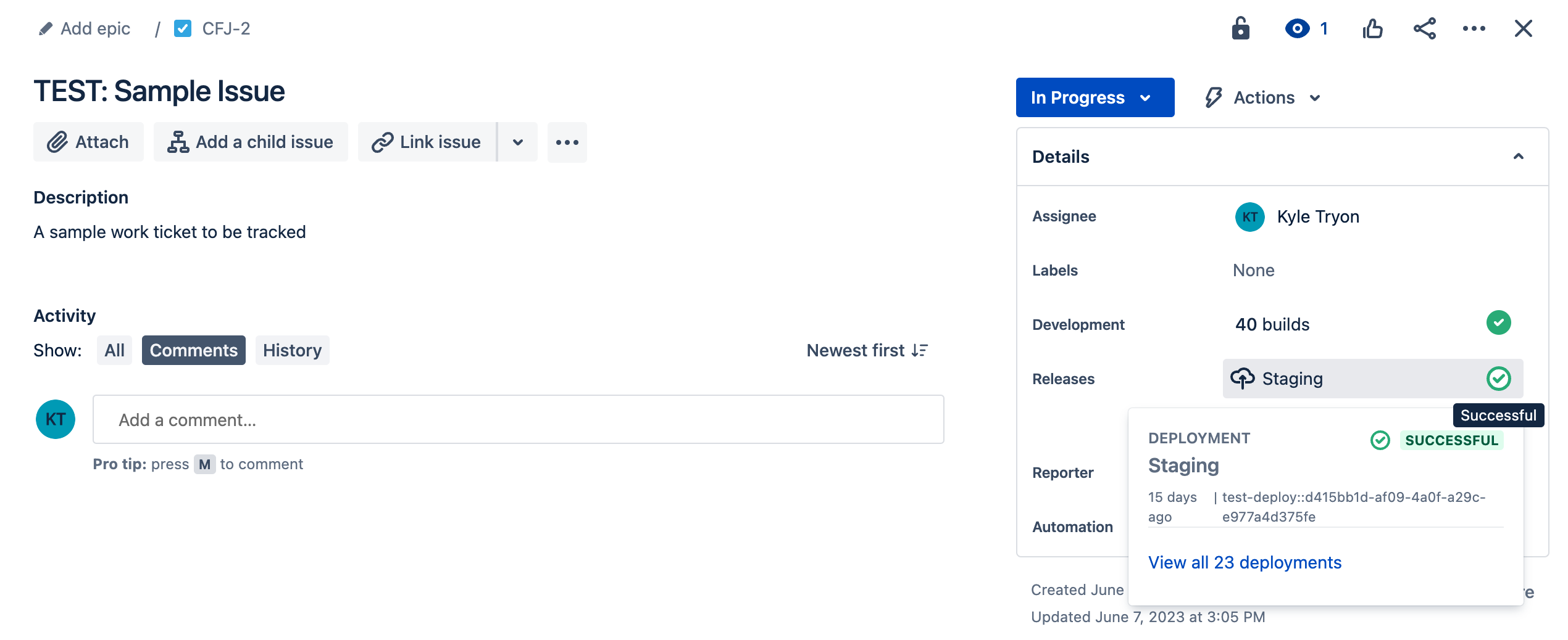Jira build status