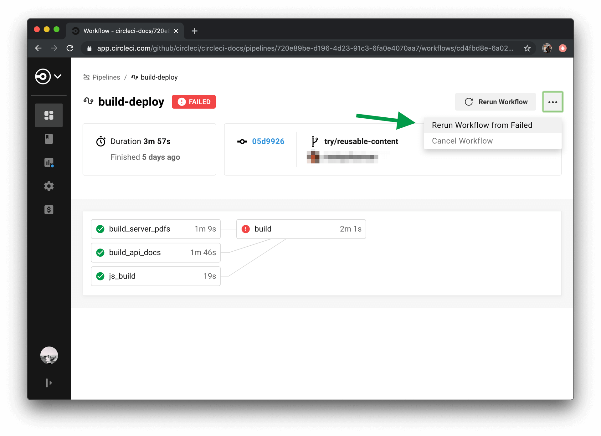 CircleCI Workflows Page