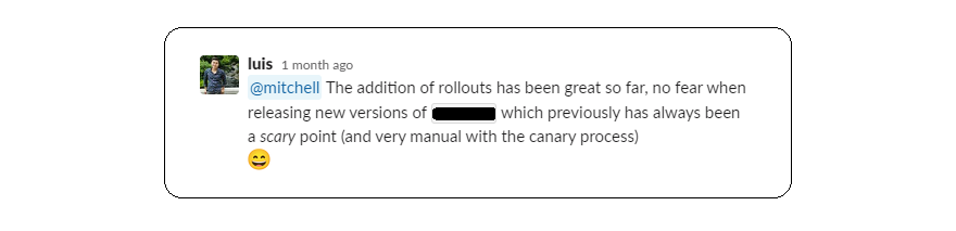 Rollouts Slack message