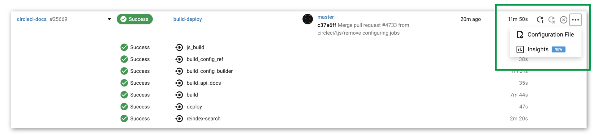 Access insights from a pipeline in the CircleCI web app