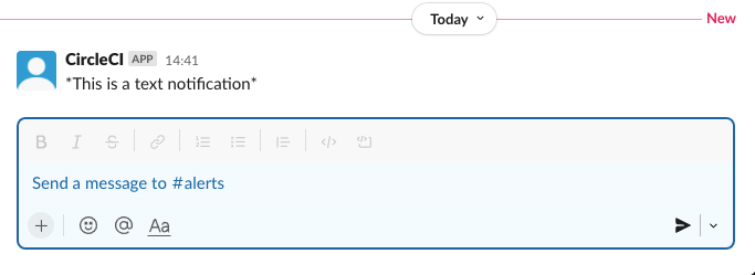 Slack text notification
