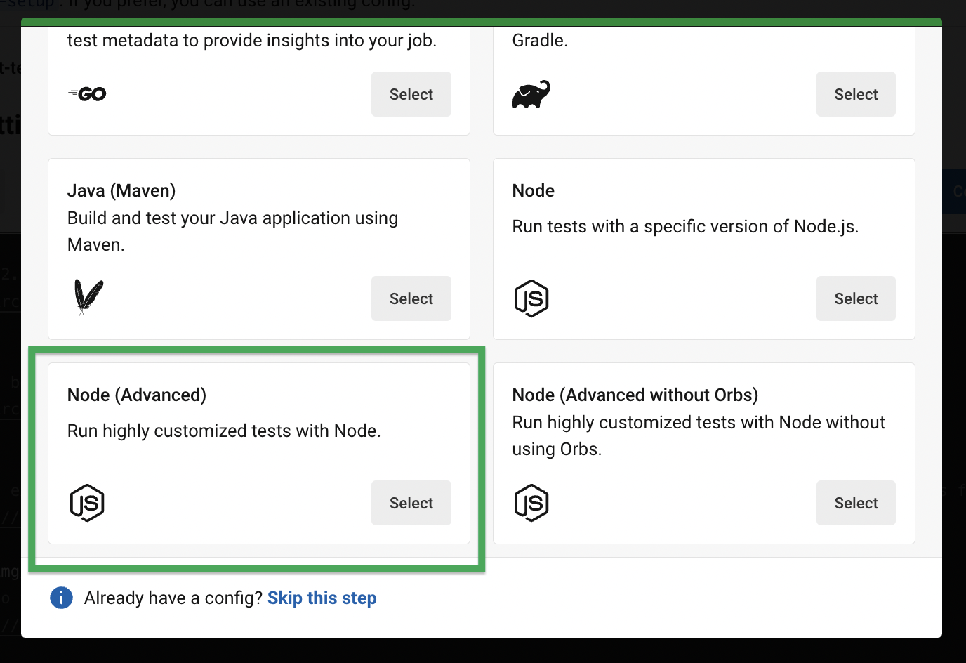 Sample config for Node