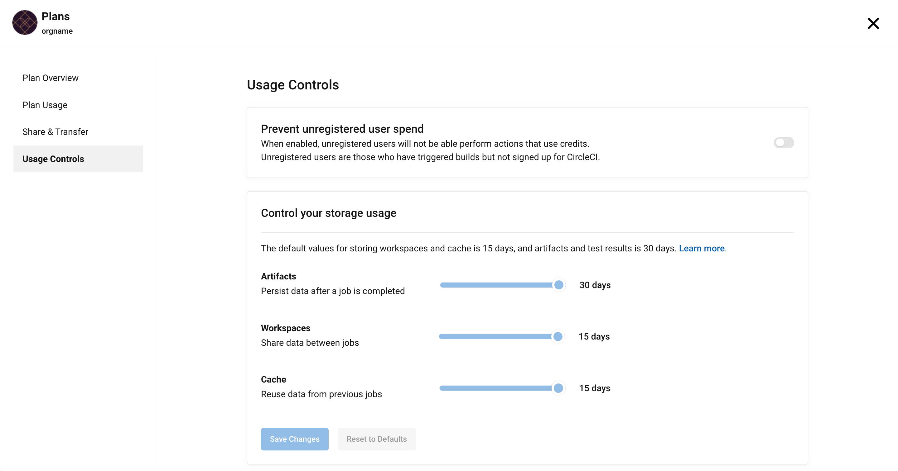 Usage controls
