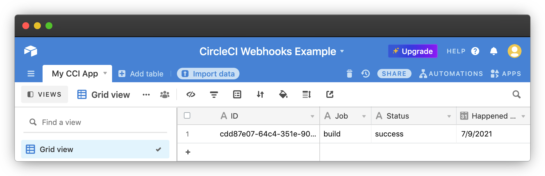 Run Airtable test