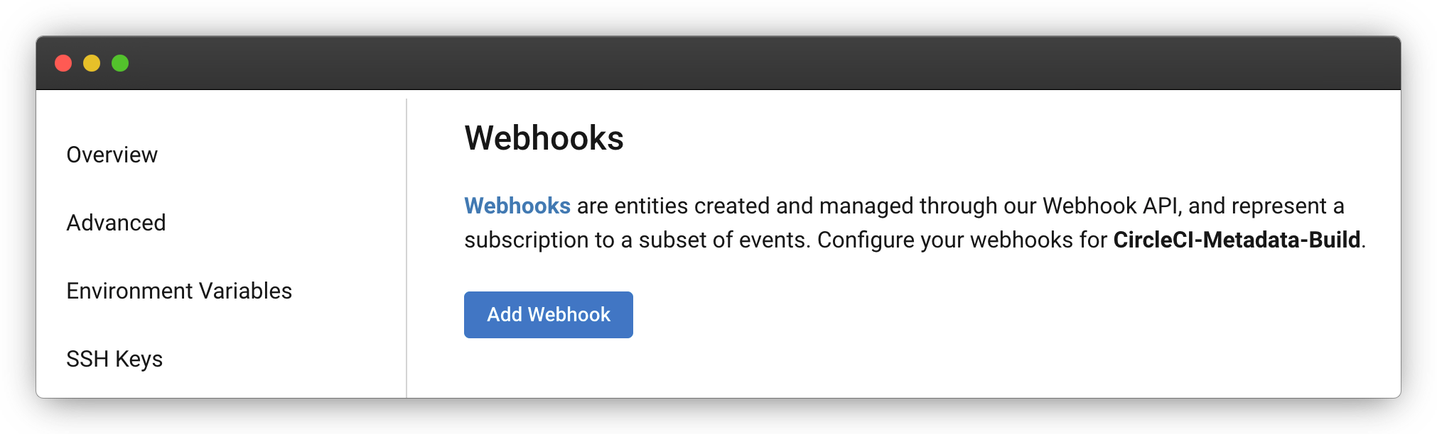 Setup webhooks on CircleCI